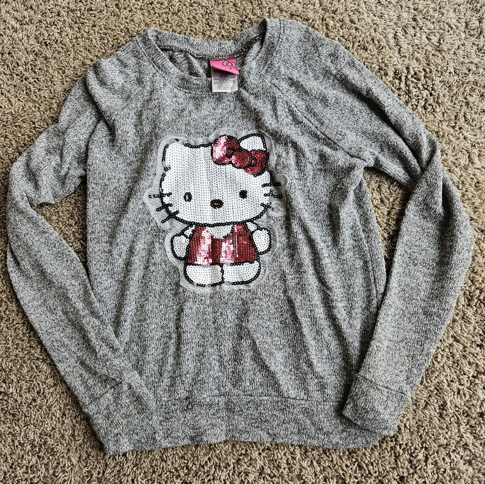 Gray Hello Kitty Sweater with Sequin Design